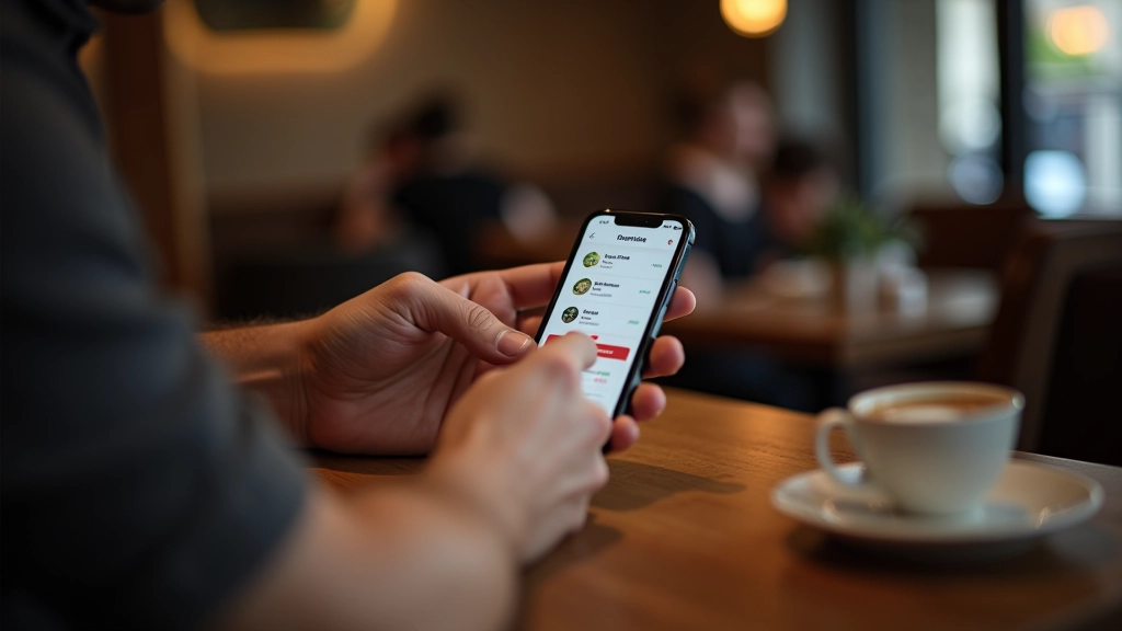 Person using restaurant app on phone
