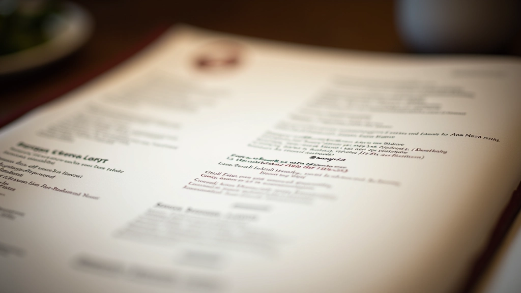 Close-up of menu text showing cooking methods and ingredient descriptions