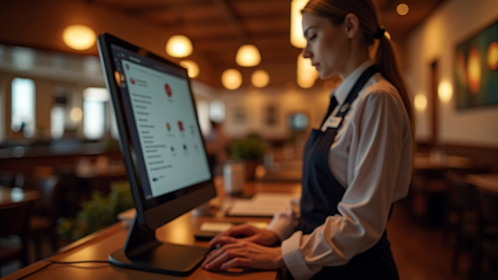 Restaurant host stand with reservation book and computer system