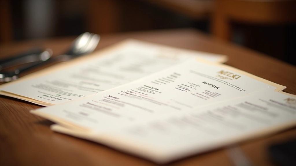 Restaurant menu pages laid flat showing organized sections and typography